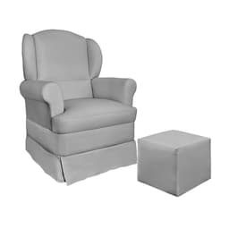 Poltrona para Amamentação Balanço com Puff Sabrina Veludo Cinza