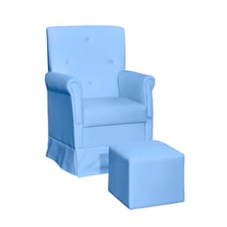 Poltrona para Amamentação Balanço com Puff Suzi Revestimento Sintético Azul Bebê