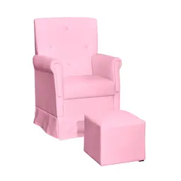 Poltrona para Amamentação Balanço com Puff Suzi Revestimento Sintético Rosa