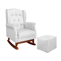 Poltrona para Amamentação Pé Canoa com Puff Letícia Revestimento Sintético Branco