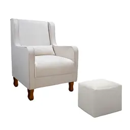 Poltrona para Amamentação com Puff Sophia Bouclé Bege