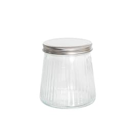 Pote para Mantimentos Canelado Transparente com Tampa em Metal 680ml