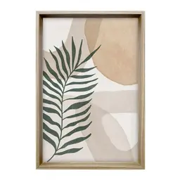 Quadro Abstrato Formas e Folha I com Vidro Colorido 50x70 cm