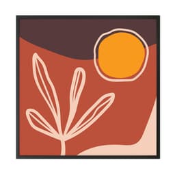 Quadro Abstrato Linhas Folhas I sem Vidro Colorido 60x60 cm