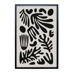 Quadro Abstrato Matisse I sem Vidro Preto e Bege 60x90 cm