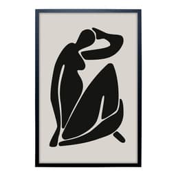 Quadro Abstrato Matisse Mulher sem Vidro Preto e Bege 60x90 cm