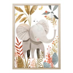 Quadro Infantil Selva Elefante sem Vidro Colorido 20x30 cm