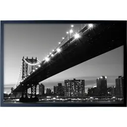 Quadro Manual Canvas Cidade I com Vidro Preto e Branco 40x60 cm