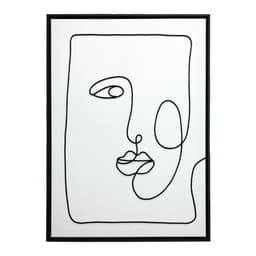 Quadro Manual Canvas Face Linhas sem Vidro Preto e Branco 50x70 cm