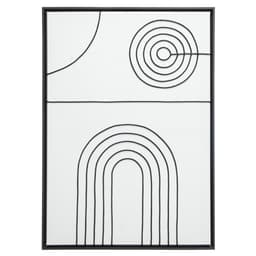 Quadro Manual Canvas Formas Linhas sem Vidro Preto e Branco 50x70 cm