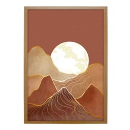 Quadro Natural Boho Lua com Vidro Colorido 30x40 cm