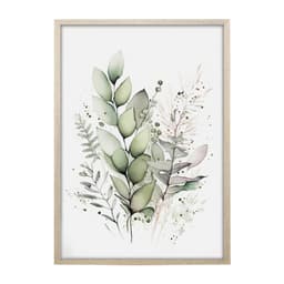 Quadro Romântico Arranjo Folhas I sem Vidro Colorido 30x40 cm