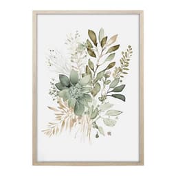Quadro Romântico Arranjo Folhas II sem Vidro Colorido 30x40 cm