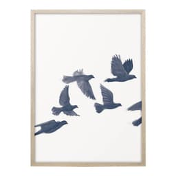 Quadro Romântico Pássaros I sem Vidro Branco e Azul 60x90 cm