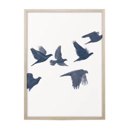 Quadro Romântico Pássaros II sem Vidro Branco e Azul 60x90 cm