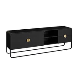 Rack Luna 2 Portas 2 Gavetas Preto e Dourado