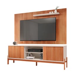 Rack Tannen 2 Portas com Painel Ripado para TV até 70 Polegadas Aeegon Freijó e Off White