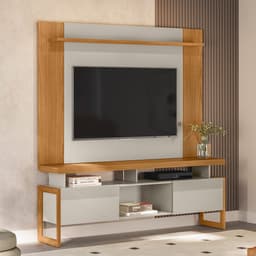 Rack com Painel Estensível para TV até 55 Polegadas 2 Portas Off White e Nature