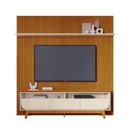 Rack com Painel para TV até 75 polegadas Luna 3 Gavetas Cinamomo e Off White