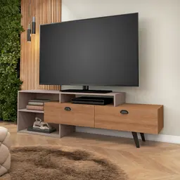 Rack para TV até 60 Polegadas Sunset 2 PT Mel e Fendi 180 cm