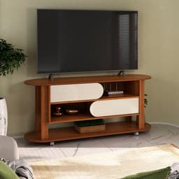 Rack para TV até 65 Polegadas Mundi 2 PT Cedro e Off White 150 cm