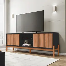 Rack para TV até 72 Polegadas Tannen 2 PT Preto e Freijó