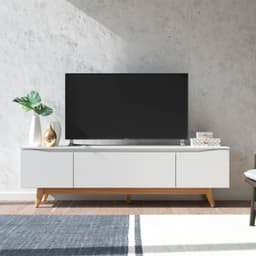 Rack para TV até 75 Polegadas Flynt 3 PT Off White e Natural 184 cm