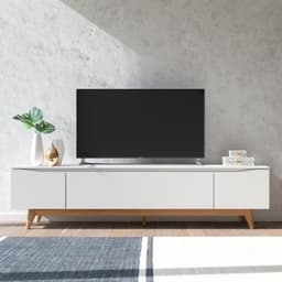 Rack para TV até 75 Polegadas Flynt 3 PT Off White e Natural 219 cm