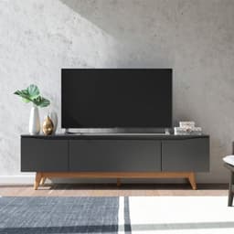 Rack para TV até 75 Polegadas Flynt 3 PT Preto e Natural 184 cm