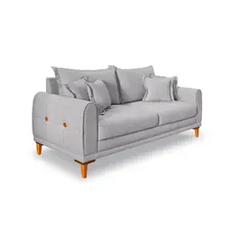 Sofá 2 Lugares Lisboa Bouclé Cinza 160 cm