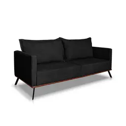 Sofá 2 Lugares Zeus Linho Bouclê Preto 160 cm