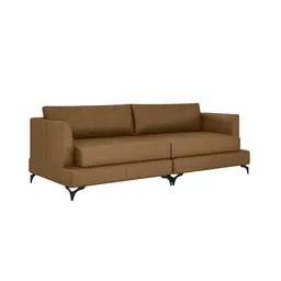 Sofá 3 Lugares Dallas Couro Marrom 190 cm