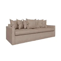 Sofá 3 Lugares Enseada com Capa Removível Linho Bege Claro 240 cm