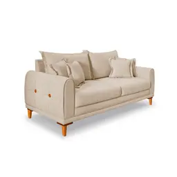 Sofá 3 Lugares Lisboa Bouclé Bege 180 cm