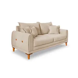 Sofá 3 Lugares Lisboa Bouclé Bege 200 cm