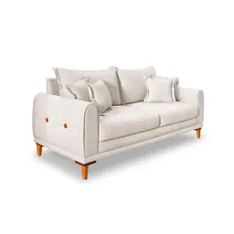 Sofá 3 Lugares Lisboa Bouclé Off White 220 cm