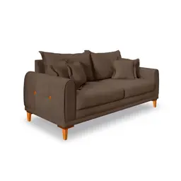 Sofá 3 Lugares Lisboa Veludo Marrom 220 cm