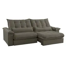 Sofá 3 Lugares Retrátil e Reclinável Aruba Veludo Cinza 230 cm