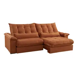 Sofá 3 Lugares Retrátil e Reclinável Aruba Veludo Terracota 210 cm
