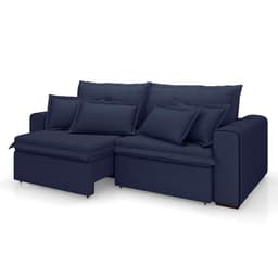 Sofá 3 Lugares Retrátil e Reclinável Cannes Linho Bouclé Azul 220 cm