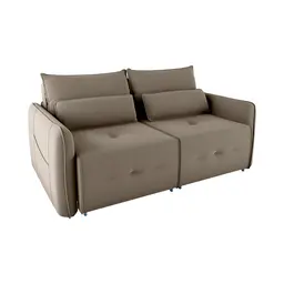 Sofá 3 Lugares Retrátil e Reclinável Celine Veludo Capuccino 205 cm