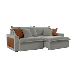 Sofá 3 Lugares Retrátil e Reclinável Dubai Linho Cinza 230 cm