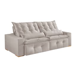 Sofá 3 Lugares Retrátil e Reclinável França Veludo Areia 210 cm