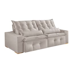 Sofá 3 Lugares Retrátil e Reclinável França Veludo Areia 230 cm