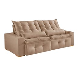 Sofá 3 Lugares Retrátil e Reclinável França Veludo Bege 210 cm