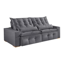 Sofá 3 Lugares Retrátil e Reclinável França Veludo Cinza  210 cm