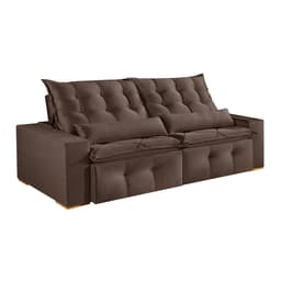 Sofá 3 Lugares Retrátil e Reclinável França Veludo Marrom 210 cm