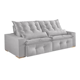 Sofá 3 Lugares Retrátil e Reclinável França Veludo Prata 210 cm