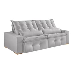 Sofá 3 Lugares Retrátil e Reclinável França Veludo Prata 230 cm