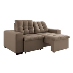 Sofá 3 Lugares Retrátil e Reclinável Giorno II Suede Bege